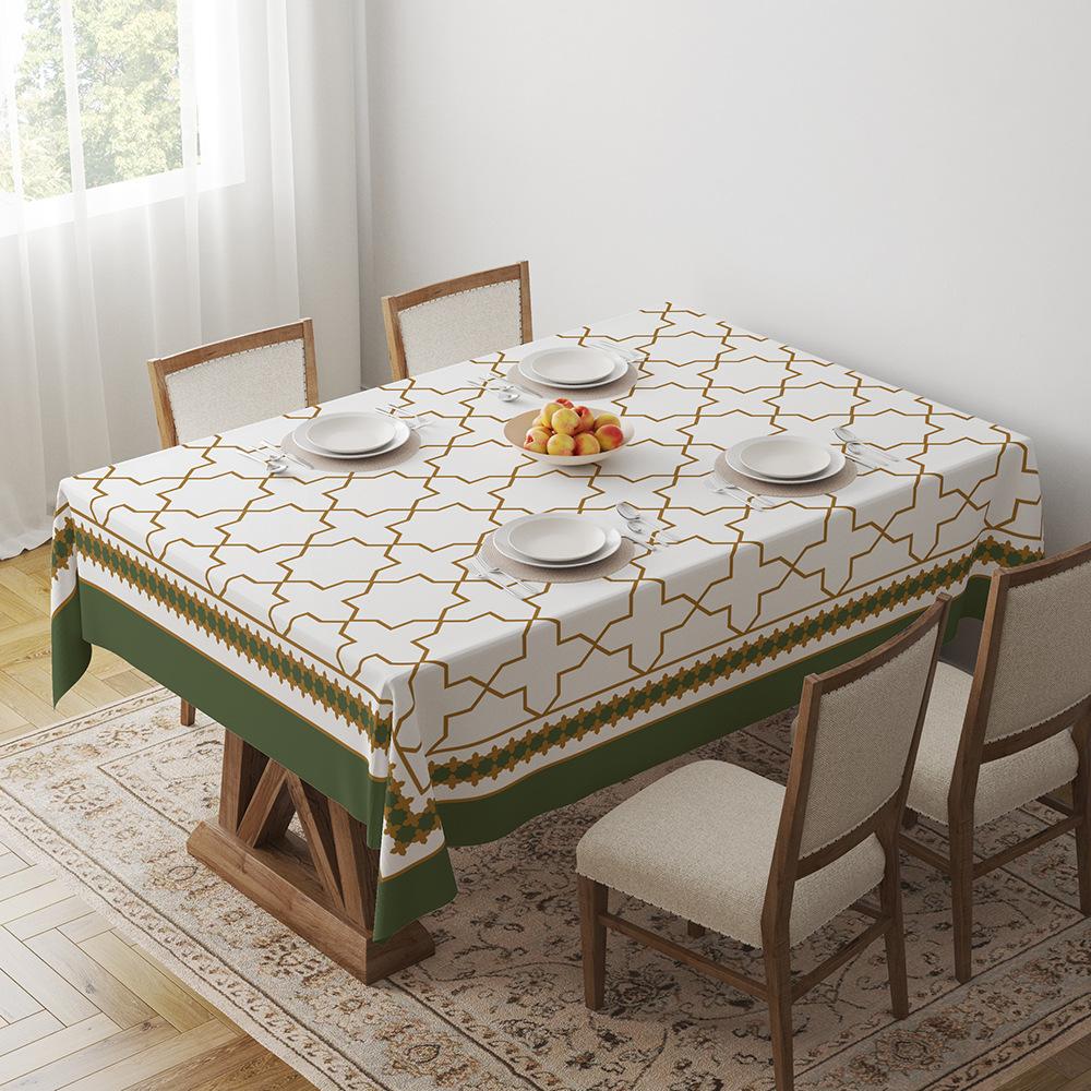 Green Tablecloth Geometric Light Luxury Dining Table Coffee Table Desk Decorative Tablecloth Tablecloth Outdoor Picnic Towel