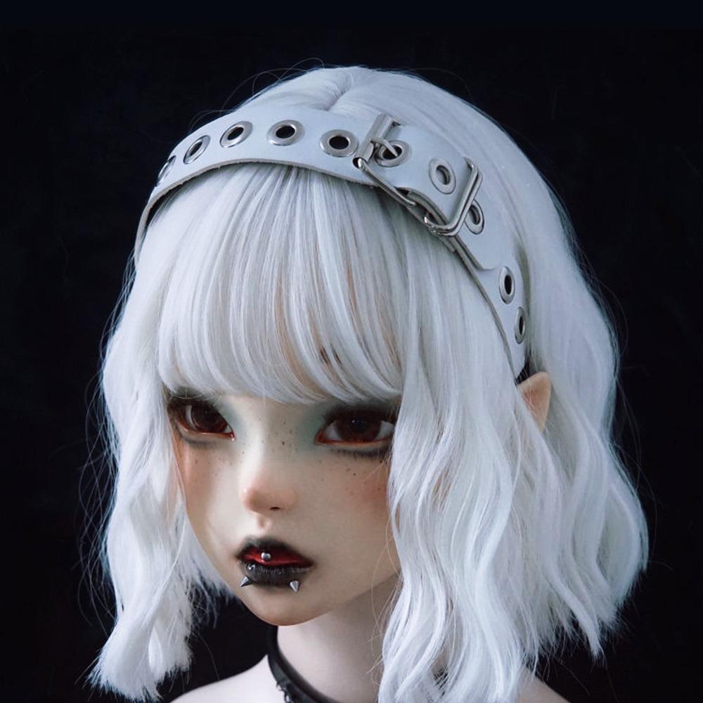 

Unique Design Leather Buckle PU Leather Headband Handmade Punk Rock Headband Gothic Style Headwear Fashion Shows белый