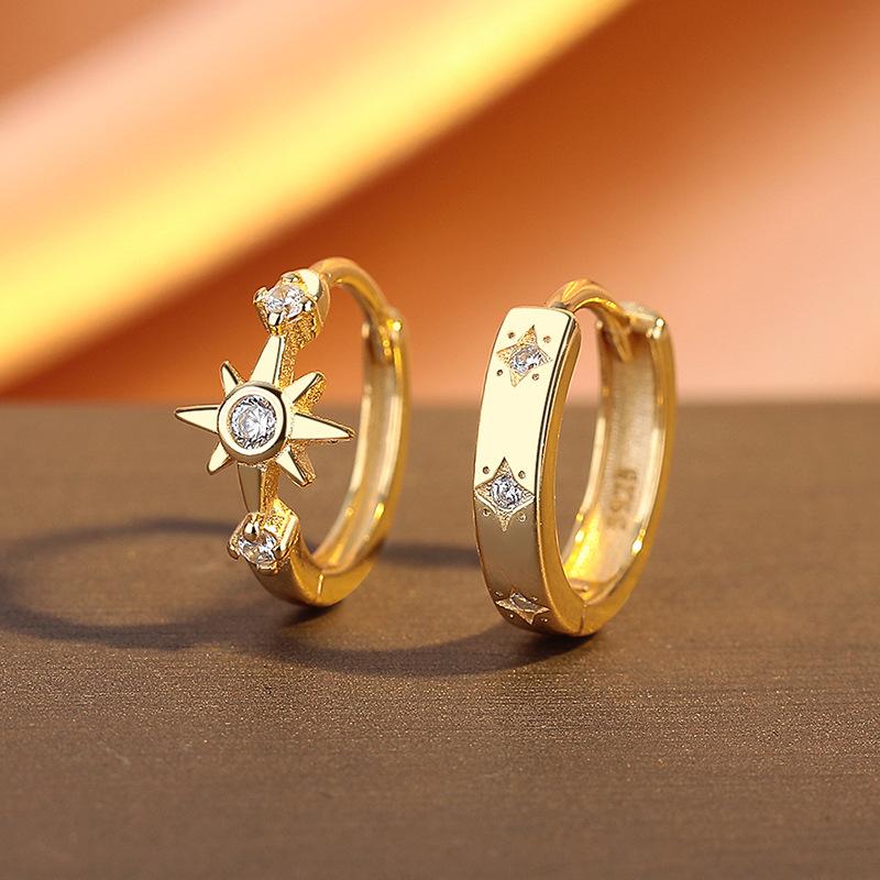 

Asymmetrical Hexagram Cool Handsome Earrings Men S Temperament Niche Design High Sense Light Luxury Earrings Women S Earrings золотой