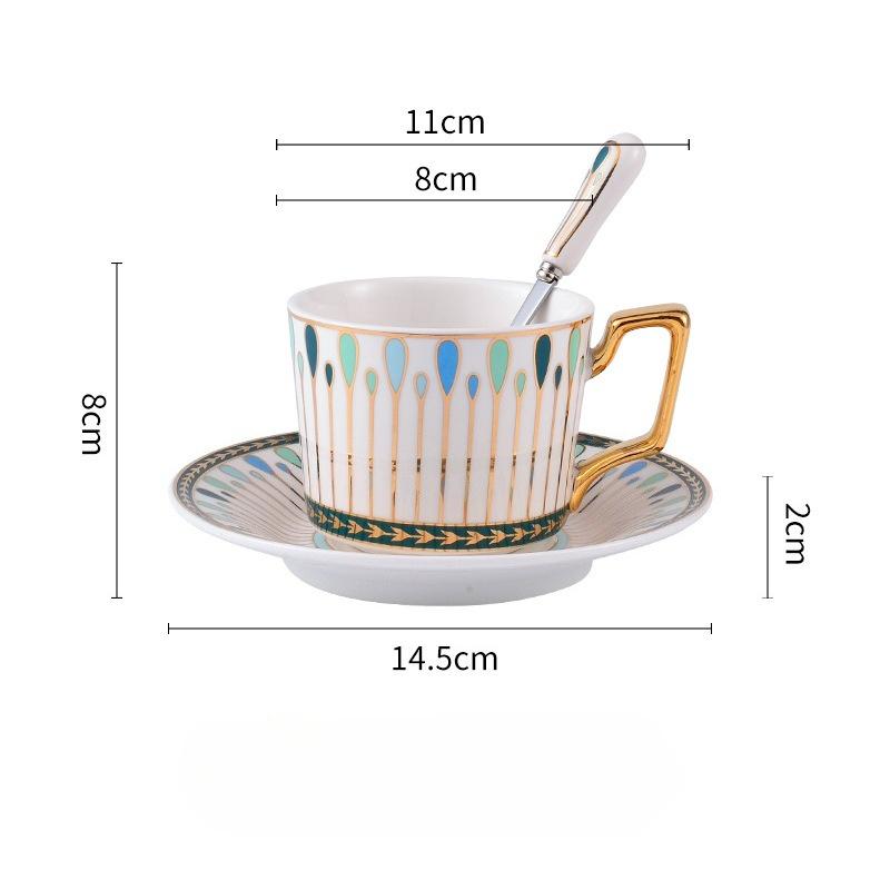 European Style Gilded Ceramic Coffee Cup with Dish Office Light Luxury Ceramic Mug Afternoon Tea Cups Household Drinkware