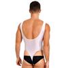 Mens High Cut Sleeveless Bodysuit Glossy Backless Leotard One-Piece Swimsuit Yoga Fitness Swimming Performance Wear