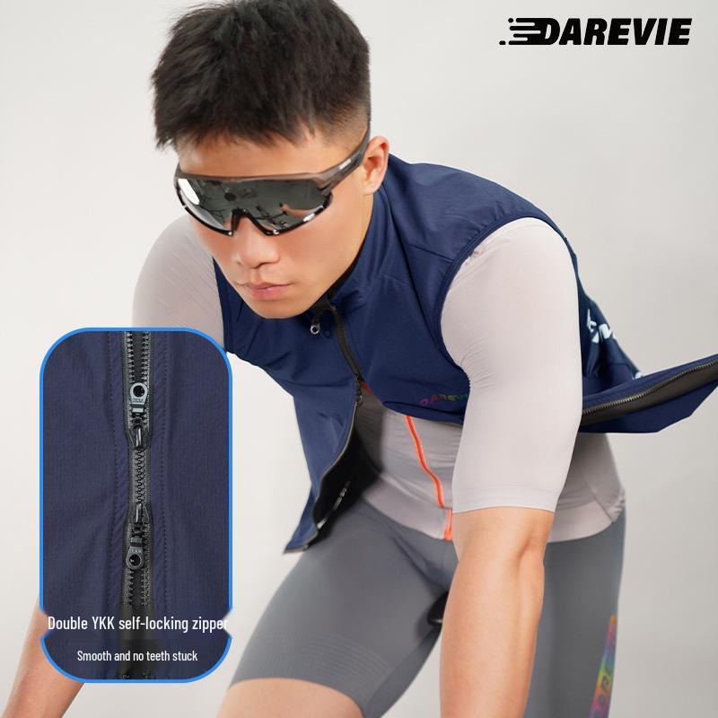 Darevie Windproof Breathable Double Zipper Cycling Vest for Mountain and Road Biking (Spring, Autumn, Winter)