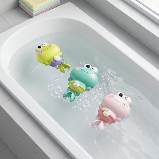 Wind-Up Frog Bath Toy Cute Swimming Frog Baby Bath Toy Kids Fun Water Play Toy for Bathroom Swimming Pool