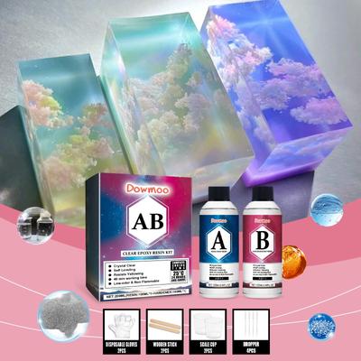 Epoxy Resin,Epoxy Resin Crystal Clear-Not Yellowing And No Bubble Self Leveling Easy Mix 1:1 Casting & Coating For DIY Jewelry Making Of The Art Resin