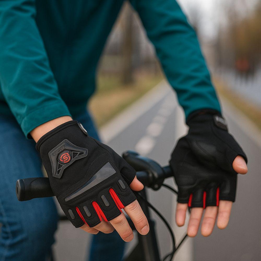 Anti Slip Cycling Gloves Wear-Resistant Half Finger Gloves Comfort Motorcycle Gloves  Gym