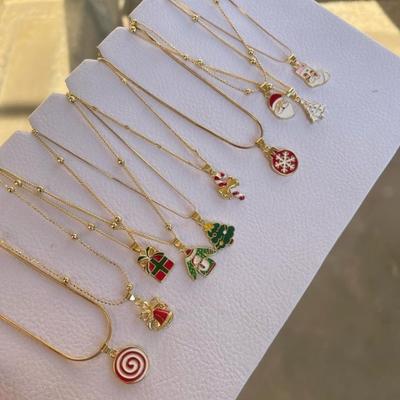 Christmas Necklace Hot-selling Fashion Dripping Oil Snowflake Bell Christmas Tree Pendant Simple Versatile Item