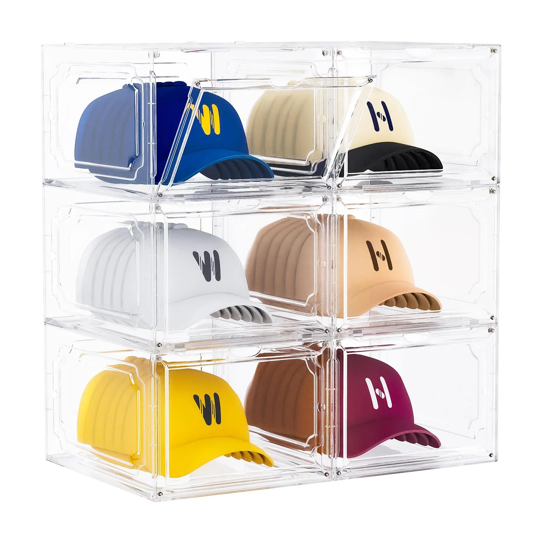 

6pcs/set, Hat Organizer, Stackable Transparent Hat and Shoe Organizer, Space Saving Foldable Multifunctional Organizer чистый