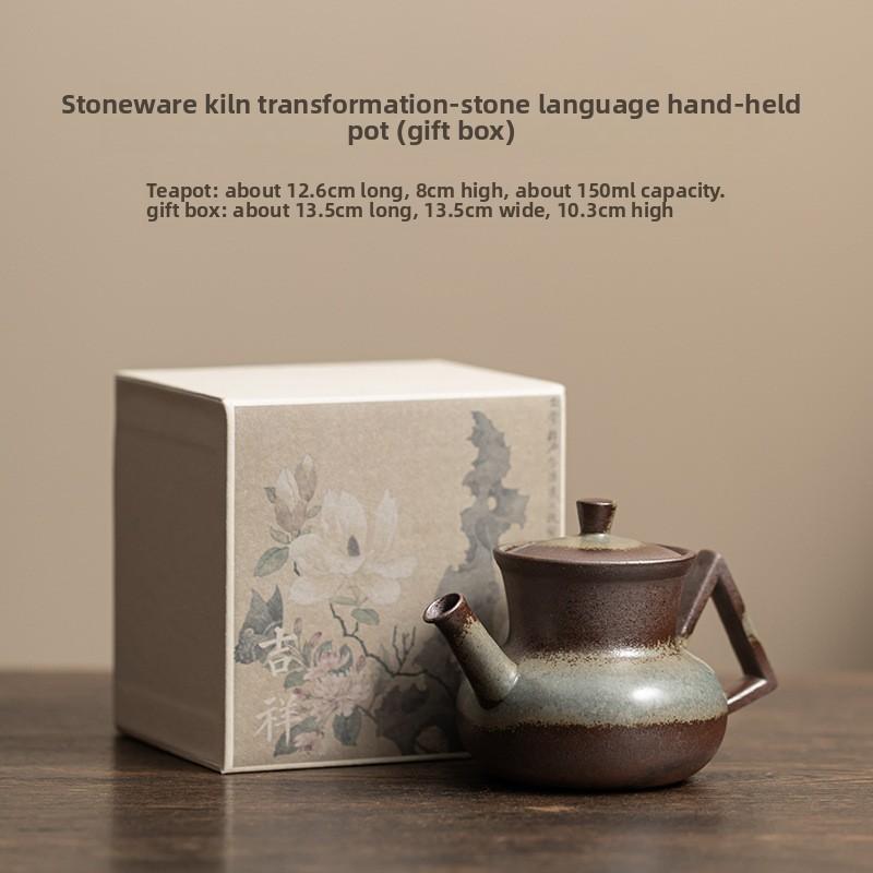 Original Mineral Rough Ceramic Teapot Handmade Wabi Sabi Style Old Rock Mud Chinese Retro Unglazed Single Pot Kung Fu Tea Set