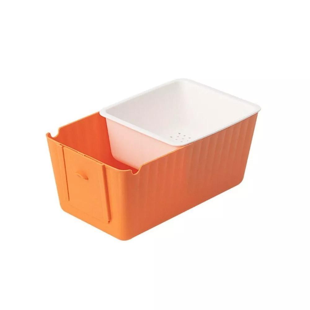 Cerative Multifunctional Fruit Drain Basket Durable Practical Fruit Tray Double-Layer Drainable Drain Snack Box