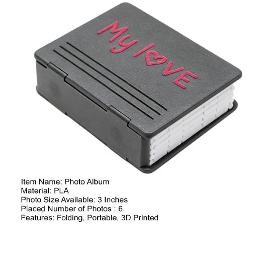 3D Printed Instant Photo Album Hold 6 Standard 3-Inch Instant Photos Folding Expandable Mini Photo Holder Picture Memory Book