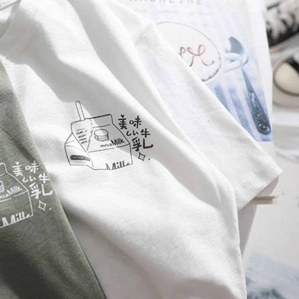 Japanese Retro Fashion Brand T-shirt With Short Sleeves Summer Ins Cotton T-shirt Harajuku Bf Style Couple Top For Men Women