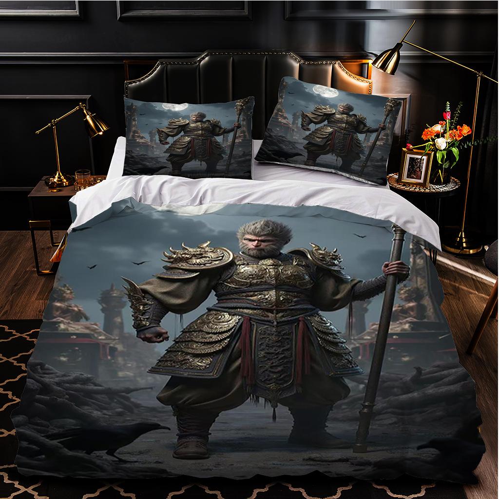 Black Myth Wukong Series Bedding Three-Piece Home Textile 3D Digital Printing