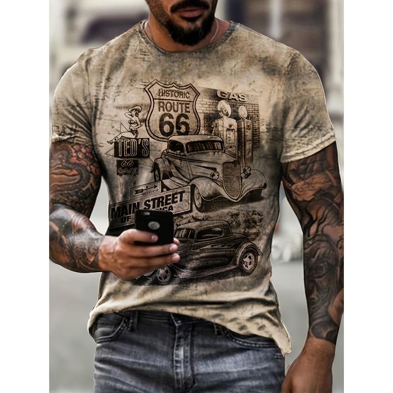 ETST48 Bedrukt Heren T-shirt met Korte Mouwen - Zacht Ademend Comfort voor Dagelijks Gebruik 3XL