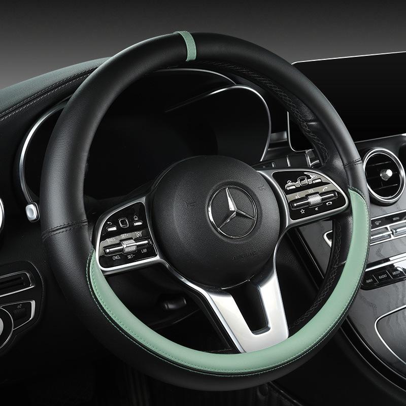 All-Nappa Leather Steering Wheel Cover Leather Steering Cover All-season Universal Breathable Car Handle Protective Case
