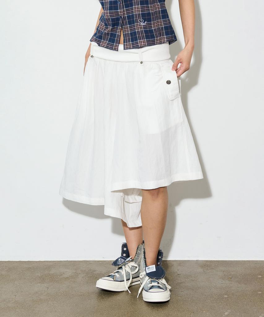 Seul Asymmetrical Cotton Bermuda Pants_White