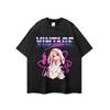Unisex Vintage Streetwear Cotton Tee With Graphic Print Loose Fit Heavyweight Washed T-Shirt