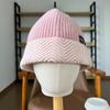 Big head circumference knitted bucket hat women's autumn and winter warm color matching versatile plain bucket hat fashionable color wool hat men