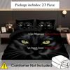 Comforter Cartoon Black Cat Pupil 3D Printed Bedding Set Cute Animal Style Luxury Soft Comfortable Home Polyester