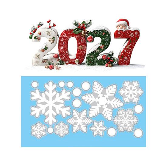 Reusable Christmas Shop Window Clings 2027 Static Clings, Snowman Snowflake Holly Glass Stickers, Digital Theme Decor Xmas Decals for Store