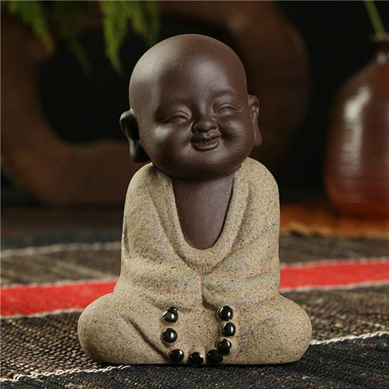 Colorful Zisha Little Monk Buddha Tea Pet - Handmade Decorative Tea Set Accessory