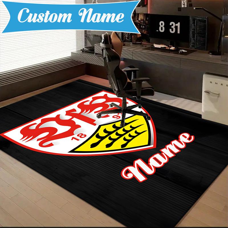 Custom Name Stuttgart Crest Art Rug Game Carpet, Floor Mat for Bedroom Living Room Entryway Rug, Home Decor Idea Gift for Christmas birthday