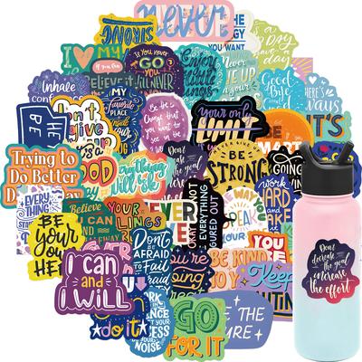 50 Inspirational and Encouraging English Stickers Personalized Decorative Suitcase Notebook Waterproof No Repeat Stickers