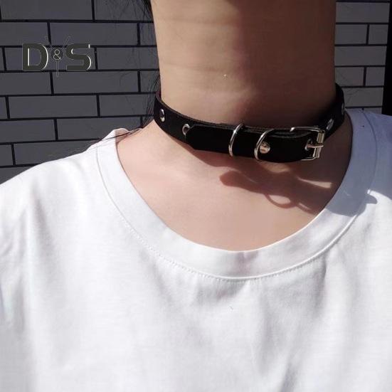 Pánský náhrdelník Vintage Punk Styl Nastavitelná Umělá kůže Jednobarevné Bukle Pin Krk Pásek Party Club Choker Šperky pro dospělé