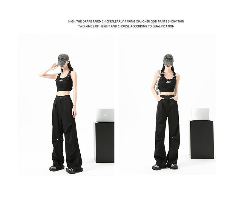 Women's 2025 Quick-Dry Rivet Work Pants: Spring/Summer, Narrow Straight-Leg, Casual, Wide-Leg