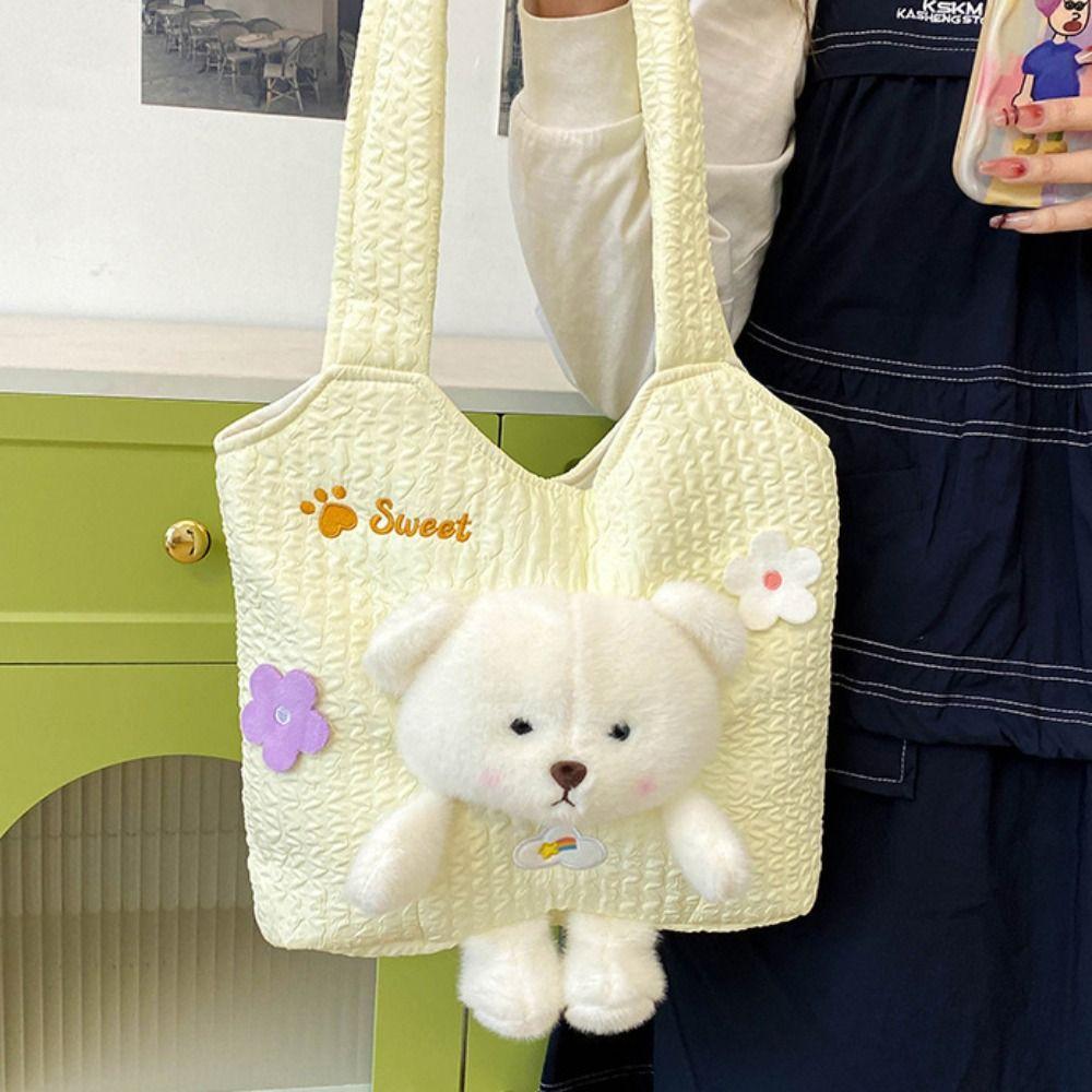 Large Capacity Shoulder Bag Kawaii Underarm Bag Fashion Plush Bear Bag  Girls