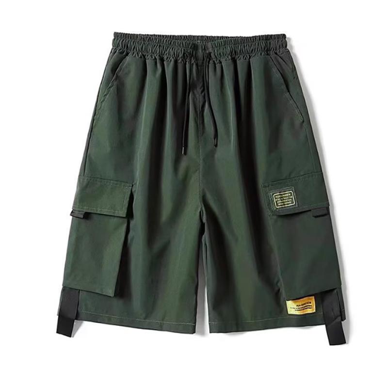 Summer Men's American Casual Workwear, Loose and Trendy Mid Pants with Five Point Multiple Pockets