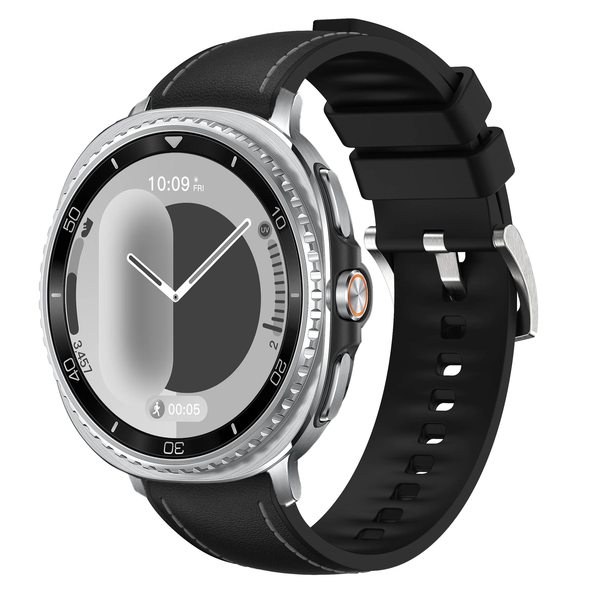 

Спортивный силиконовый ремешок для Samsung Galaxy Watch 8 Classic 46 мм кожаный ремешок для Galaxy Watch 8 44 мм 40 мм оригинальные аксессуары Watch 8 Classic 46mm чёрный