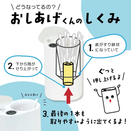 THANKO Cotton Swab Oshiagekun ELCS25CWH White Cotton Swab Case with Sensor, Automatic Open/Close, Stylish Cotton Swab Box