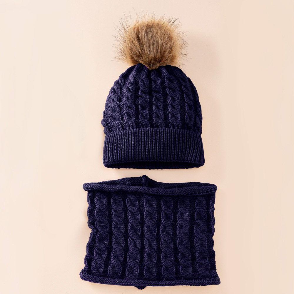 2Pcs/Set Warm Kids Beanie Caps Ear Protection Beanie Hat Scarf Children Hat Scarf Set Toddler