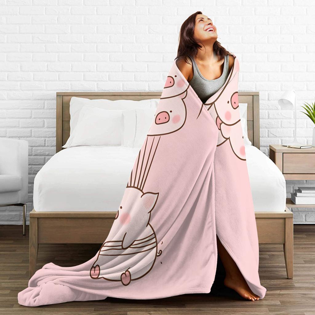 L-Lulu Pig Blanket Quality Warm Soft  Throw Blanket Autumn Boy Girl Outdoor Funny Bedspread