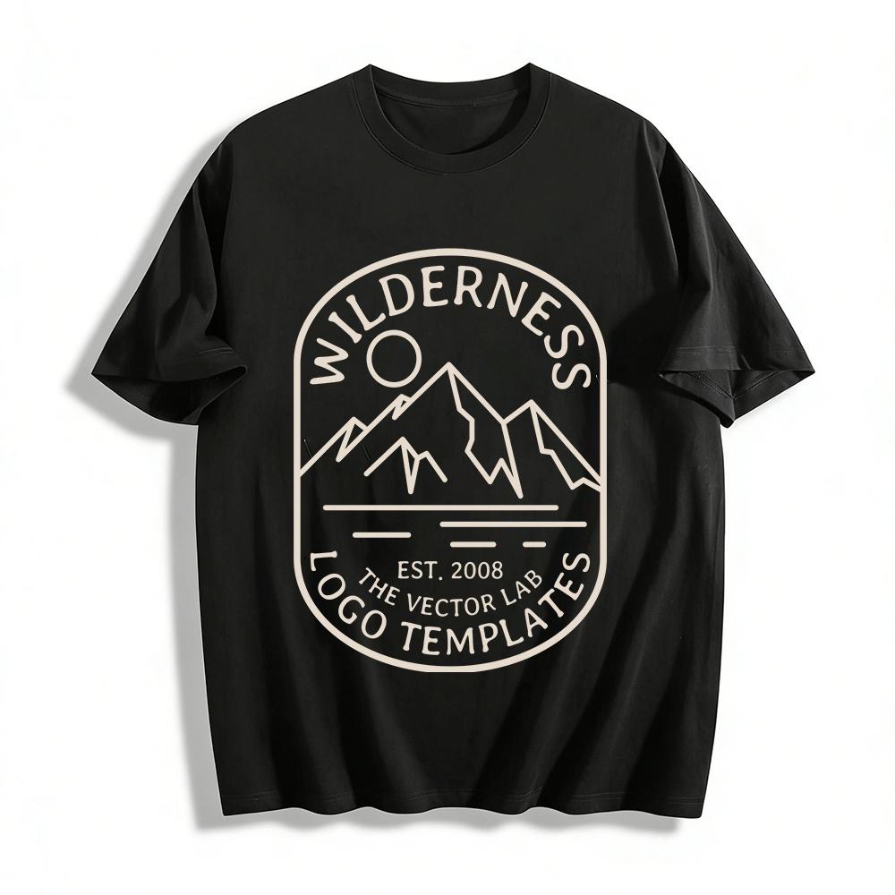 Wilderness Mountain Print Casual Tshirt Vintage Loose Top Est 2008 Pure cotton T-shirt XXS