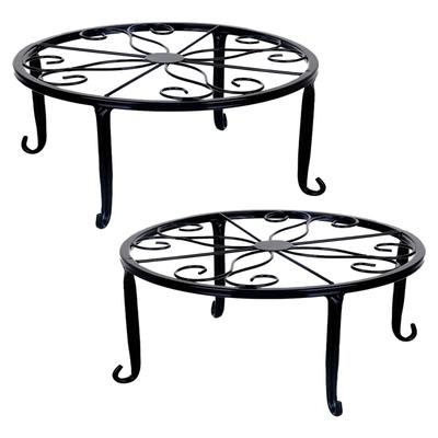 Moderno La Terre Flower Stand Cat Leg Stylish Flower Bed Planter Outdoor Iron Flower Pot Stand Plate Indoor YM-337-FS Black Set of 2