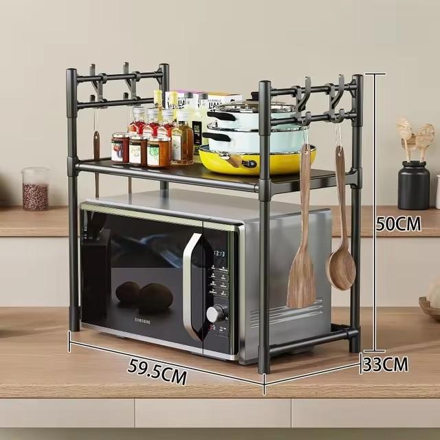 Półka kuchenna do przechowywania, półka mikrofalowa, wielowarstwowa półka do przechowywania na blacie kuchennym, stojak na mikrofalówkę, organizer na przyprawy