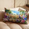 Vintage Floral Field Print Rectangular Pillowcase Suitable For Sofa Bedroom Car Pillow Cover Cushion Rectangular Back Cushion