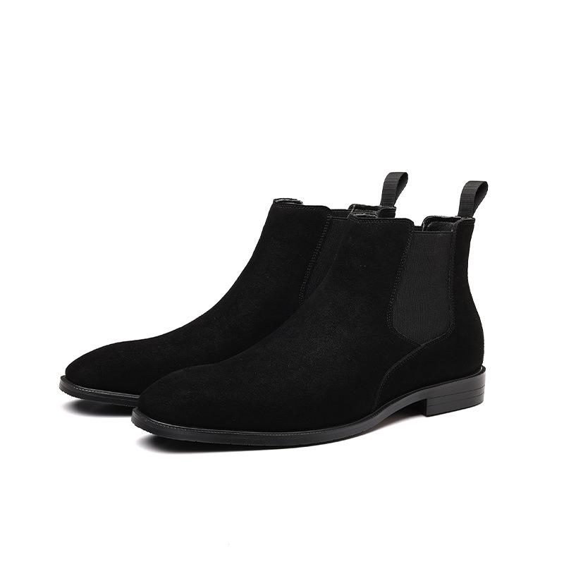 Autumn and winter solid color Chelsea men's boots British fashion large size matte surface foot cover short leather shoes