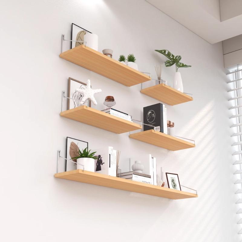 Black Floating Wall Shelves With Durable Metal Brackets Large Storage For Bedroom Living Room Home Decor