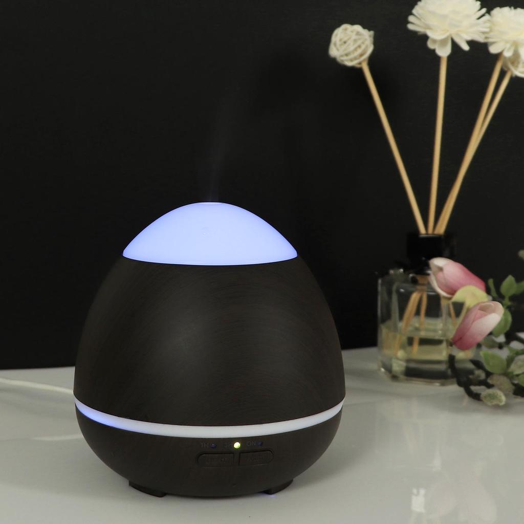 Wood Grain Aroma Diffuser with Seven-Color LED Humidifier