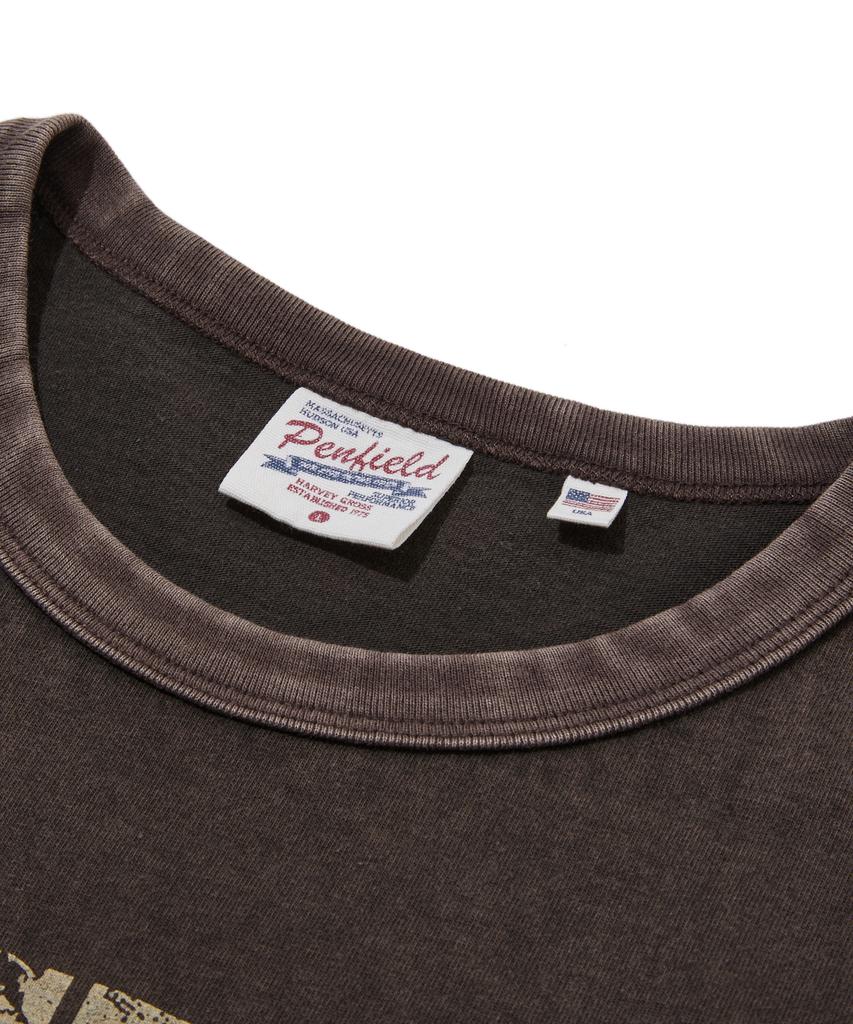 PENFIELD Boston Lettering Vintage Graphic Ringer Short Sleeve T-Shirt Brown_Fs2Kt72U