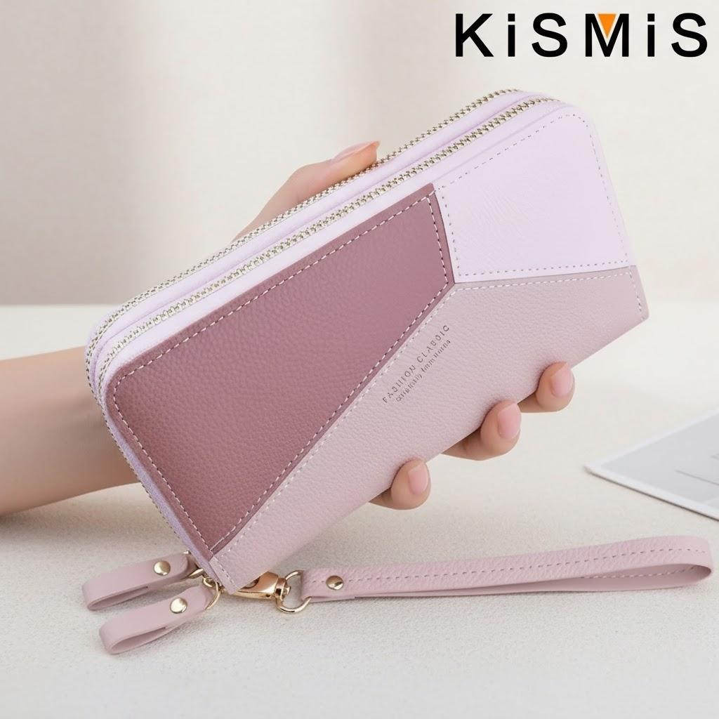 

Fashion Women s Pink Clutch Wallet Phone Bag Double Zipper Card Holder Patchwork Short Coin Purse Stylish Handbag розовый
