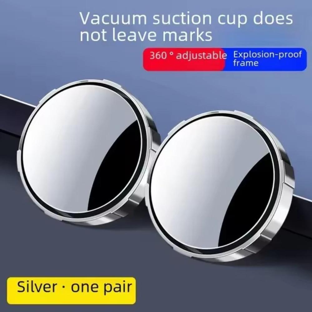 1 Pair 360 Degree Rotation Car Auxiliary Rearview Mirror Waterproof Adjustable Blind Spot Mirror Suction Cup Reflector