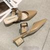 Belt Buckle Half Slippers Women's Outer Wear 2025 Summer New Korean Version Pointed Thick Heel Bag Head Slippers Women