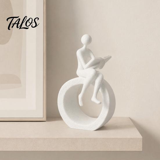 Talos 3D Printed Reading Figurine, Abstract Reader Statue for Home Decor, Modern Minimalist Sculpture Bookshelf Desk Office Ornament
