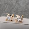 2016 New Fashion Square Zircon Earrings, Cz Upscale Magnificent Tic Gold  Stud Earring Women Zircon Wholesale And Retail