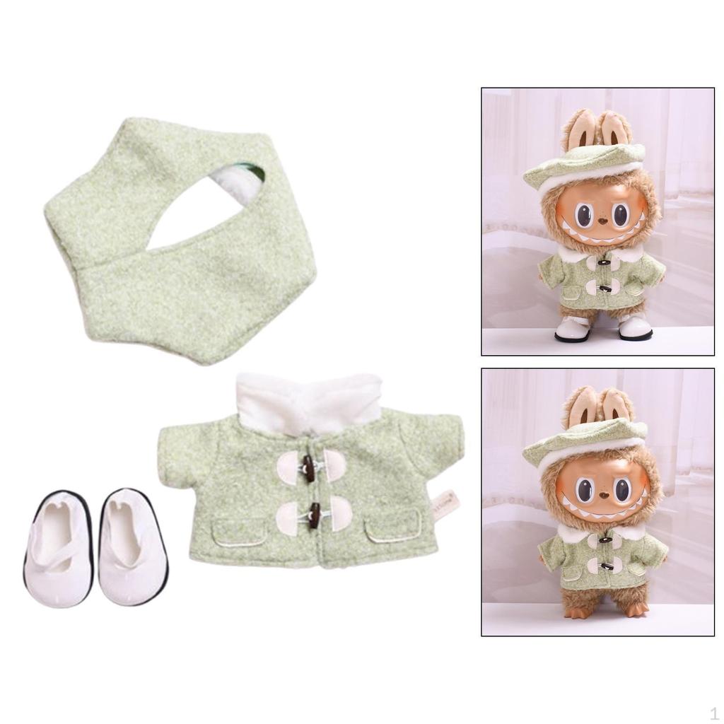 Stuffed Doll Coat Headwear and Shoes DIY Photo Props Costumes for 38cm Dolls Pink