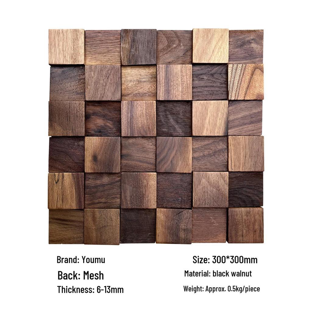 Elegant Black Walnut Wood 3D Wall Décor for Hotel, Club, Living Room, Dining, or Entrance Hall.