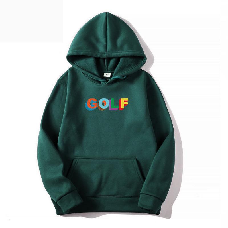 Solid color fleece hooded sweater letter print men's and women's loose sports and leisure